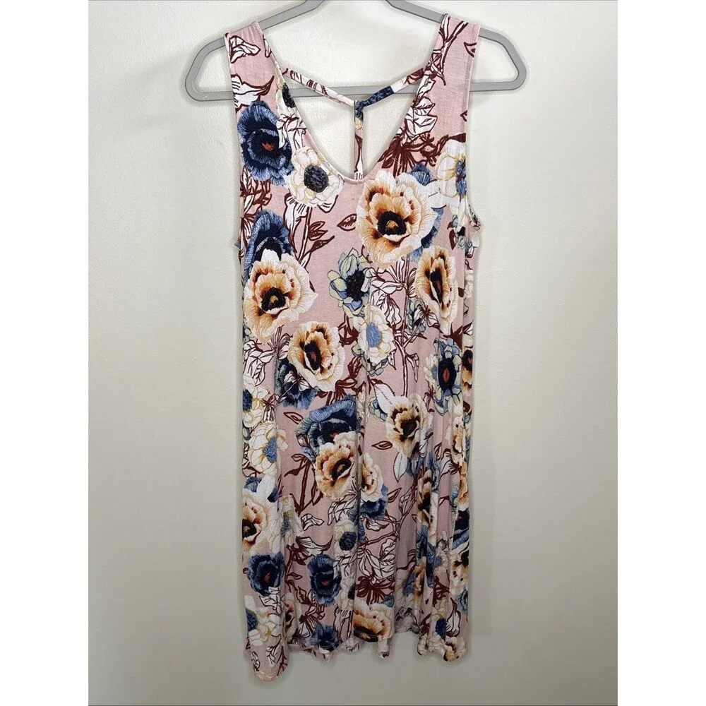 24/7 Maurices Floral Midi Dress M Pink Floral Cottage-core Boho Festival Casual - Picture 7 of 10